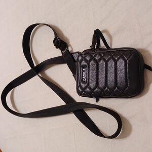 Aimee Kestenberg black 100% leather crossbody phone bag with back pocket NWOT